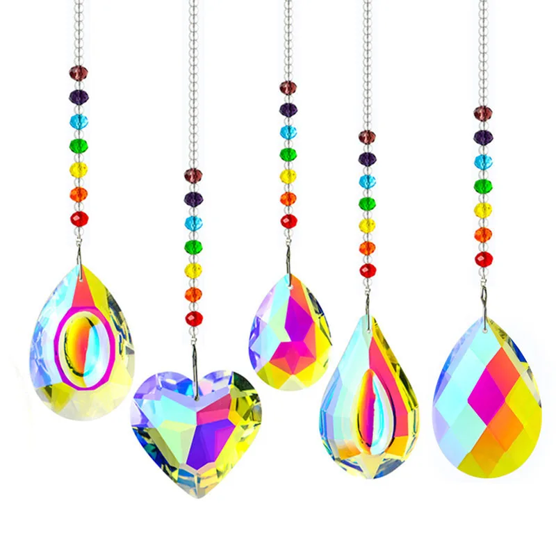 1PCS Hanging Crystal Suncatcher Chakra Rondelle Beads Pendan