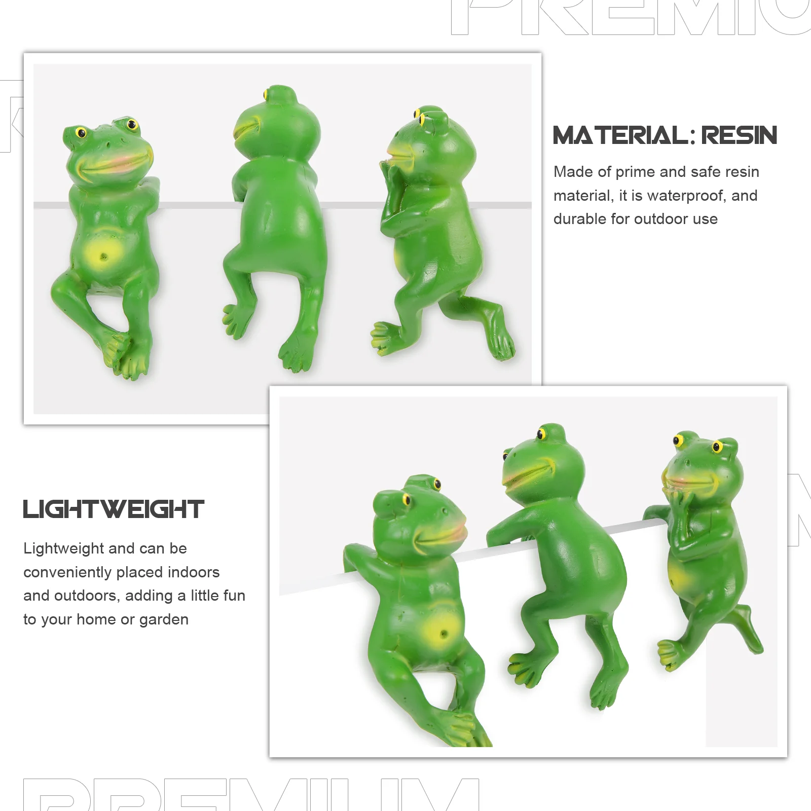 3 Pcs Cute Frog Ornament Planter Hanging Frogs Decorations to Climb Figures Decors Resin Figurine Garden Lawn