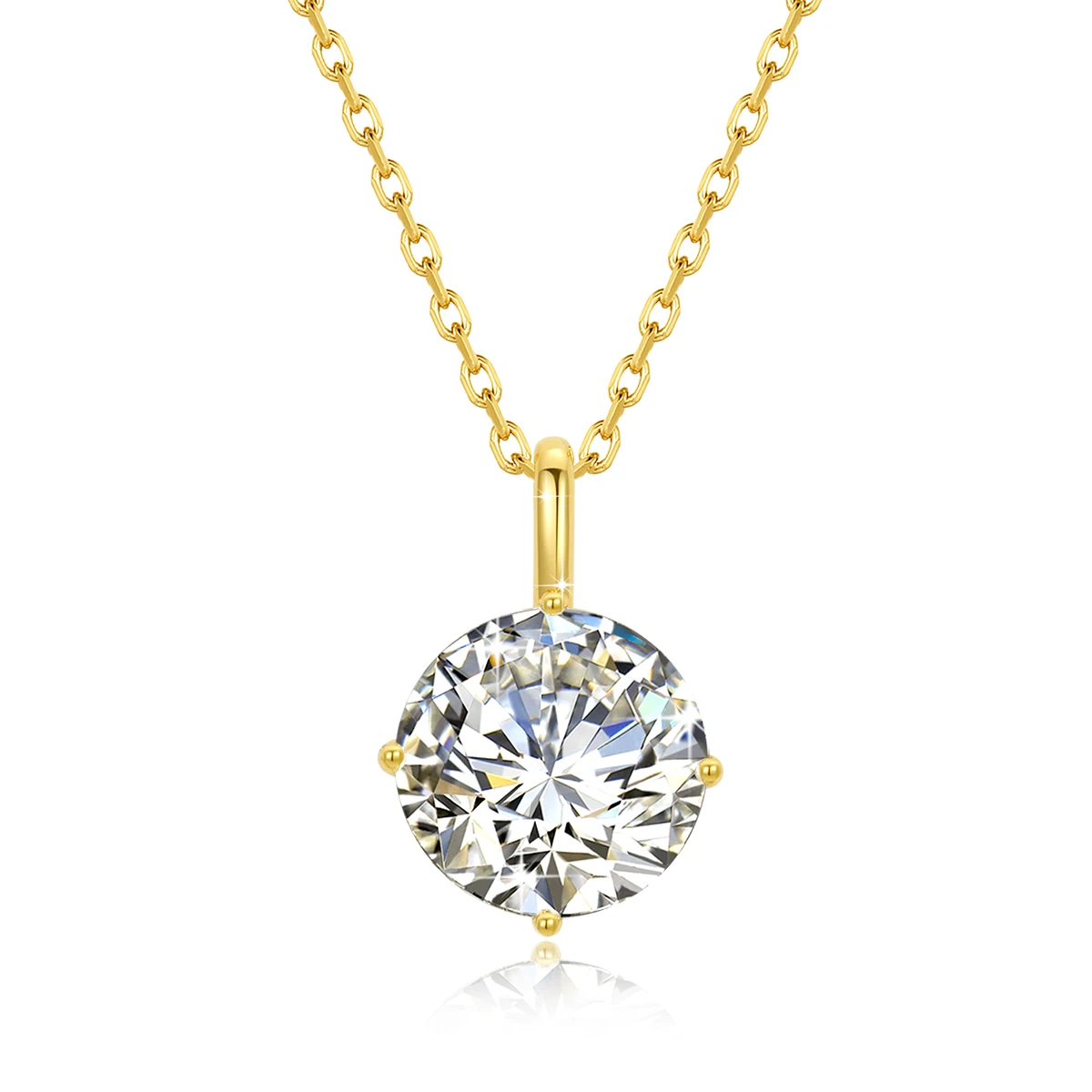 100% Real 14K Gold Moissanite Necklace 0.5ct 1ct 2ct 3ct Diamond K Gold Pendant Engagement Jewelry For Women With Certificate