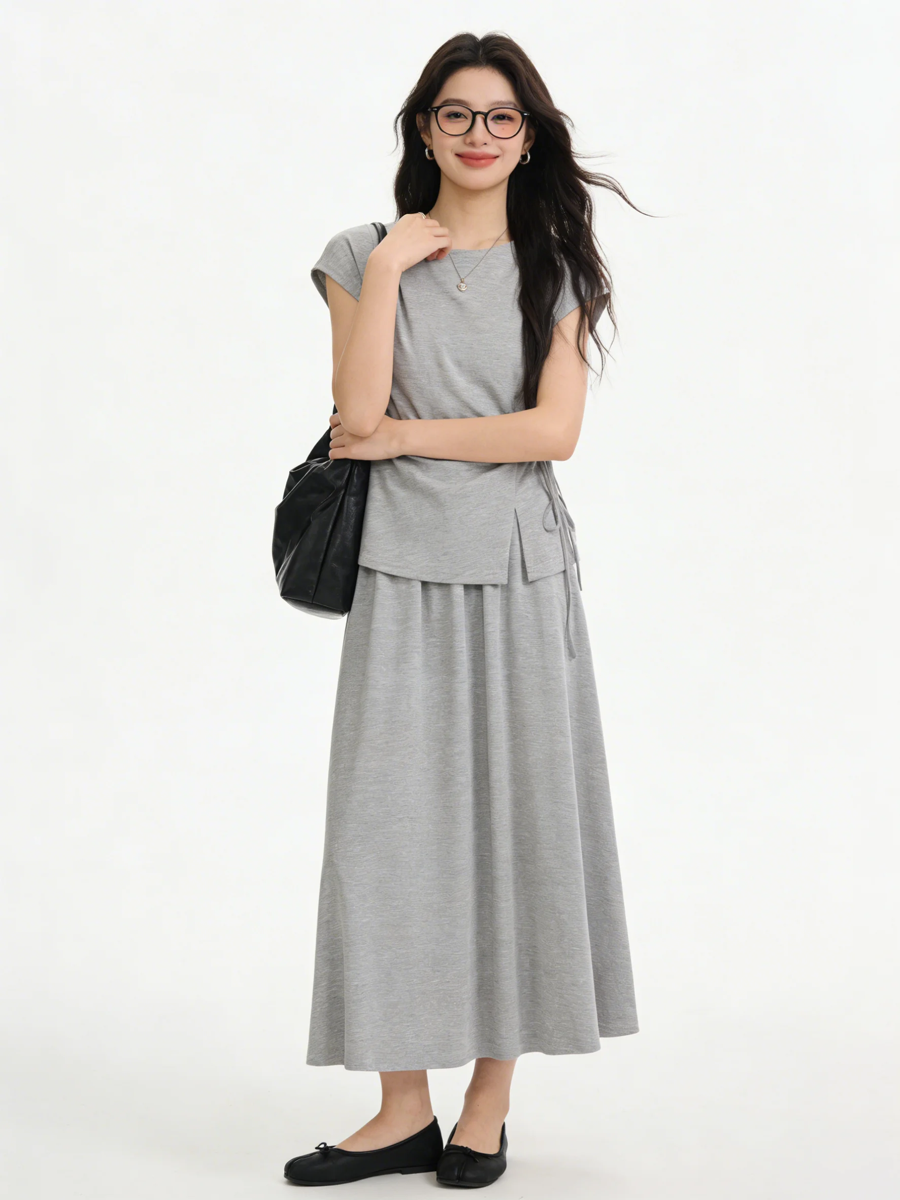 

Laid-back Style T-shirt And Skirt Set High Waist Slimming Drapey Summer New Arrival Fashion Ensemble Short Sleeve Casual Wear