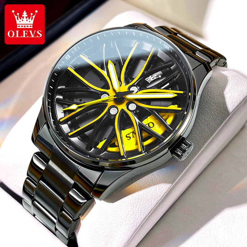 

OLEVS Fashion Men Quartz Watch Luxury Personalized Racing Watch 360° Rotating Dial Luminous Waterproof WristWatches Reloj 9937