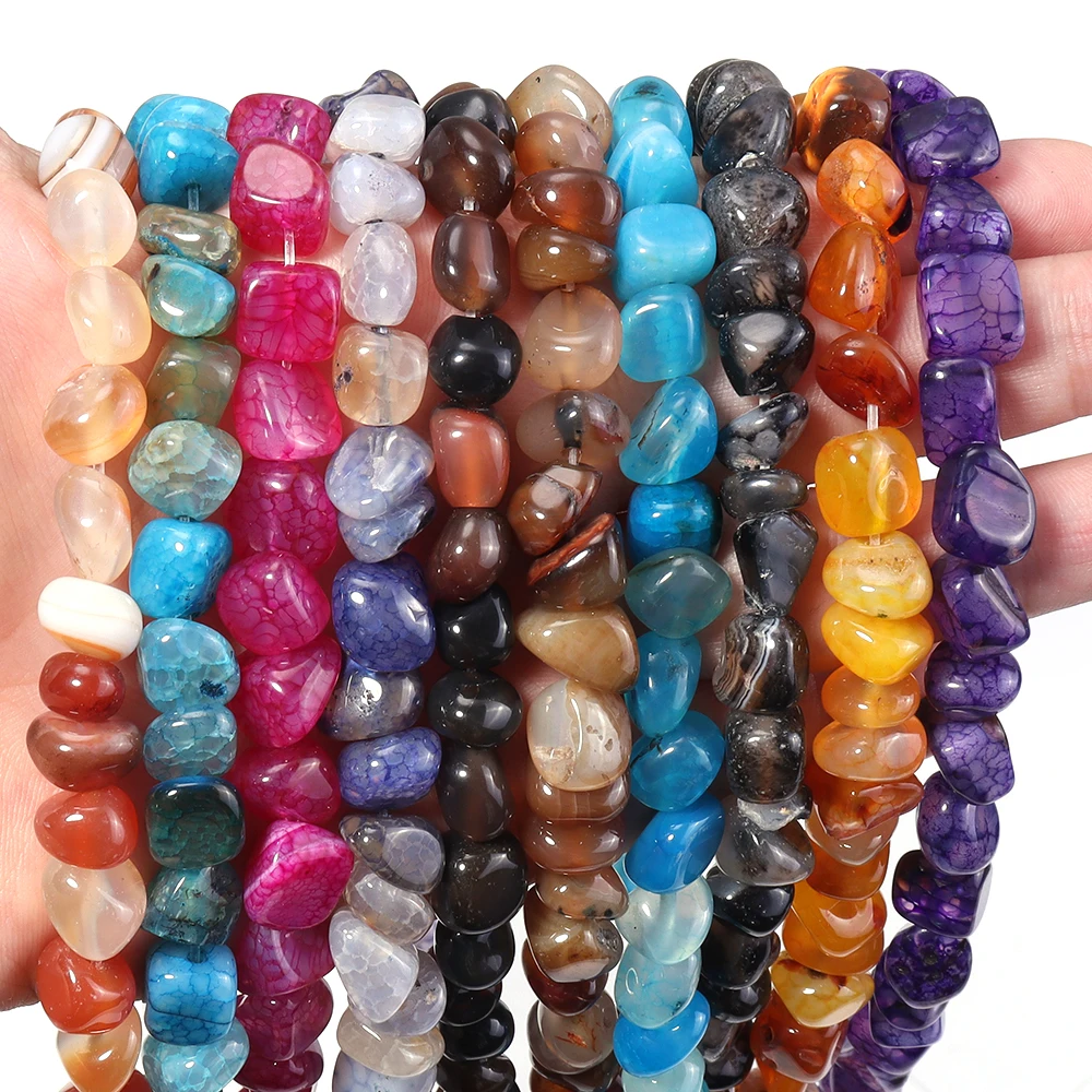 

1 Strand Irregular Agate Beads Colorful Loose Spacers Natural Stone Beads for DIY Jewelry Making Bracelets Necklace Findings