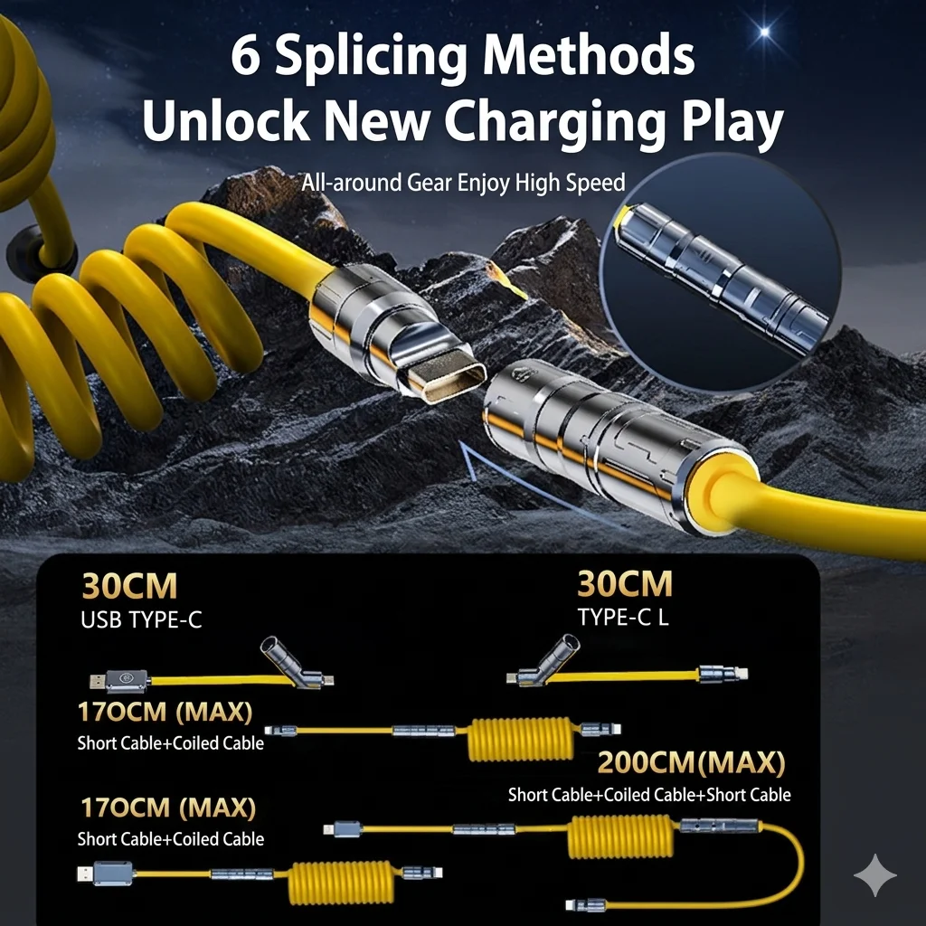 Eary Liquid Silicone Coiled Keyboard Cable 2m Detachable Metal Aviator for Custom Mechanical Gaming Keyboard for Mac for iPad PC