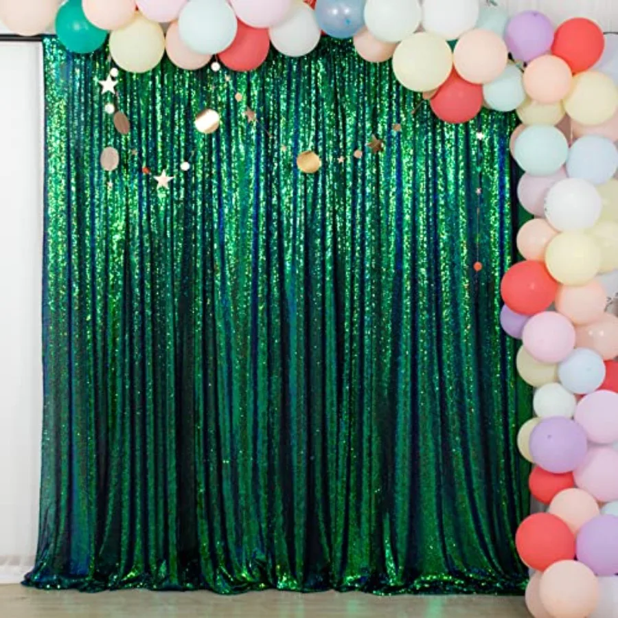 

Sequin Backdrop 10x10FT Iridescent Green Glitter Photo Background for Wedding, Baby Birthday, Photography Booth Decor Party Bac