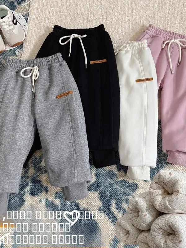 

Утепленные хлопковые повседневные брюки для девочек, комфортные трехслойные зимние брюки-кюлоты для малышей, теплые уличные спортивные штаны