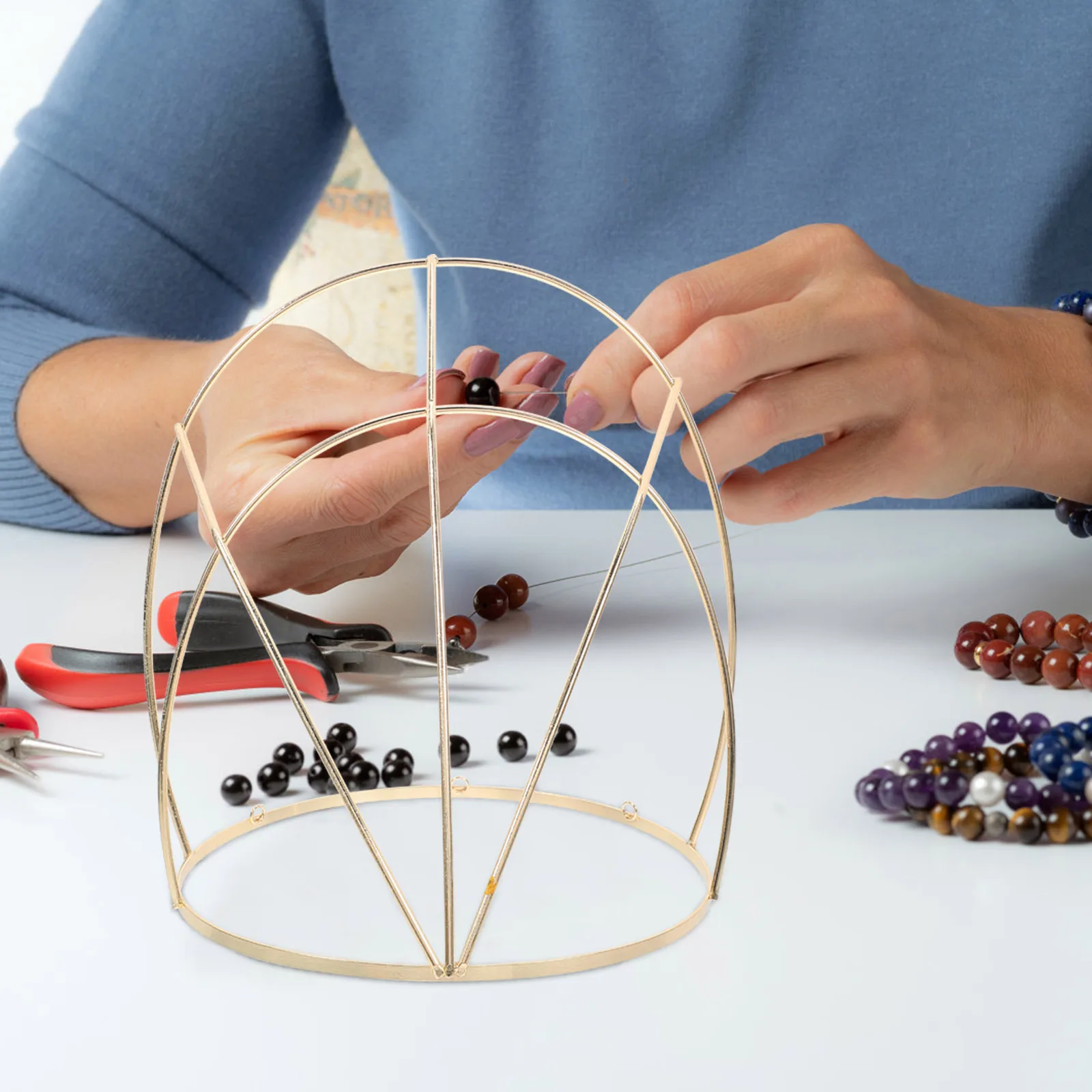 إطار التاج الصيني التقليدي غطاء الرأس القديم الذهبي صنع ملحقات تاج الشعر عرض موقف خوذة الرف DIY بها بنفسك