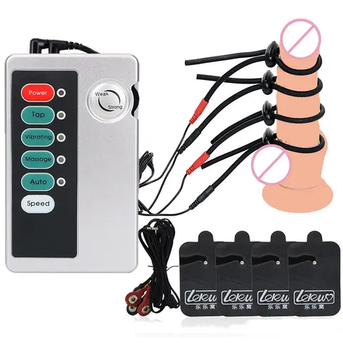 Male Electric Shock Penis Ring Electro Stimulation Therapy Cock Rings Massage Pad Dick Erection Enhancer Sex Tools For Couple