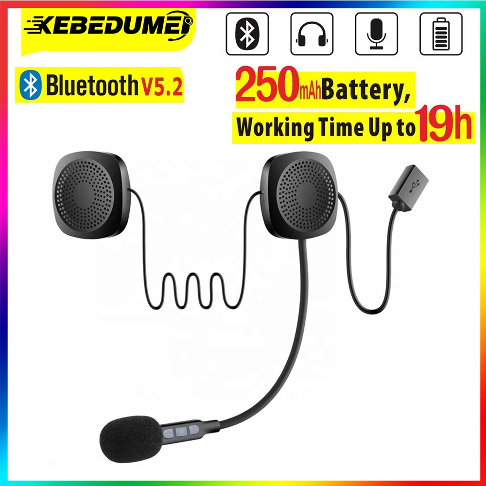 

Kebidumei Bt5.0 Motorcycle Helmet Headset Wireless Riding Headphone Anti-Interference Motor Bike Handsfree Helmet Headsets