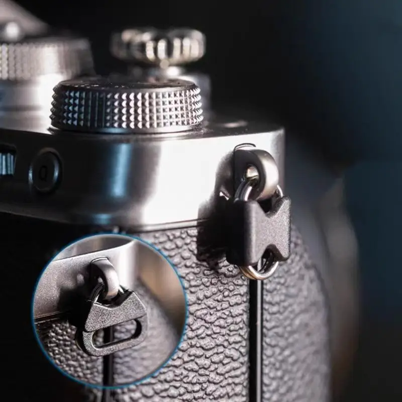 2 pares de anel de câmera, alça de câmera, gancho de anel dividido para câmera, anel de conversão, fivela de conexão de metal