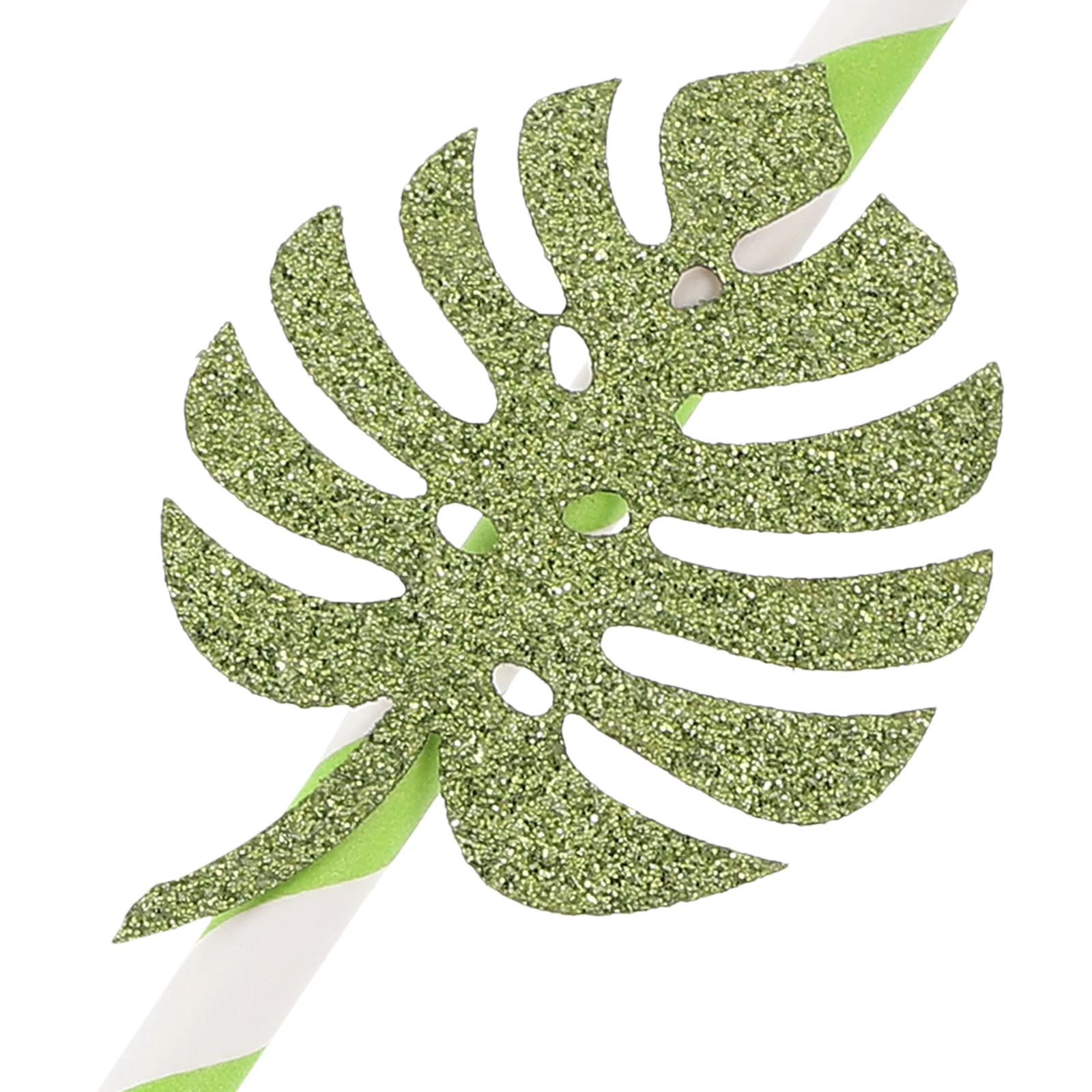 

10pcs Monstera Leaf Premium Paper Drinking Straws Glitter Decorative Disposable Summer Tropical Party Wedding Birthday Pool