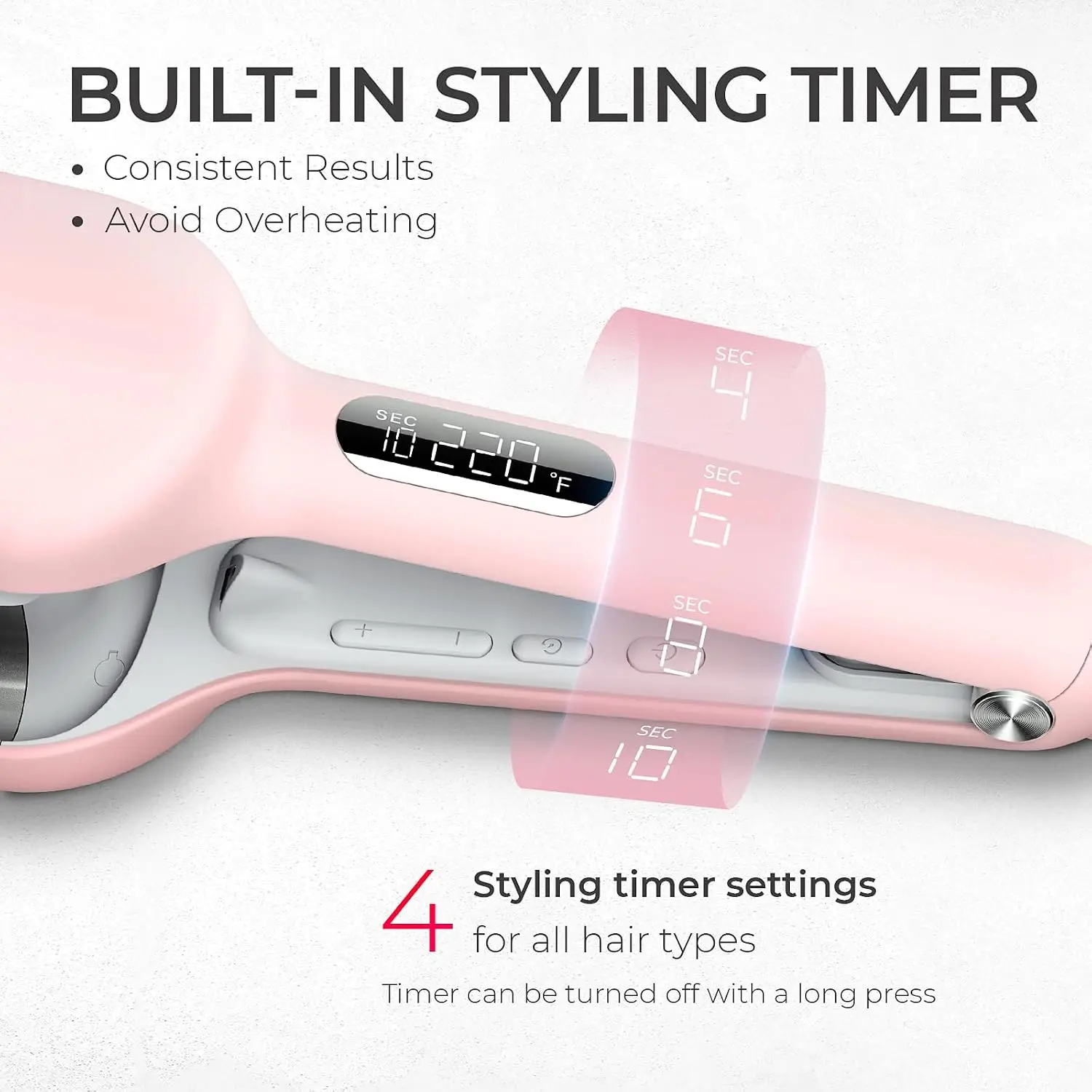 1.25 Inch 3 Barrel Curling Iron for Beach Waves, Ionic Ceramic Hair Crimper, Anti-Scald, Dual Voltage, Easy Clamp, Fast Heating - view 3