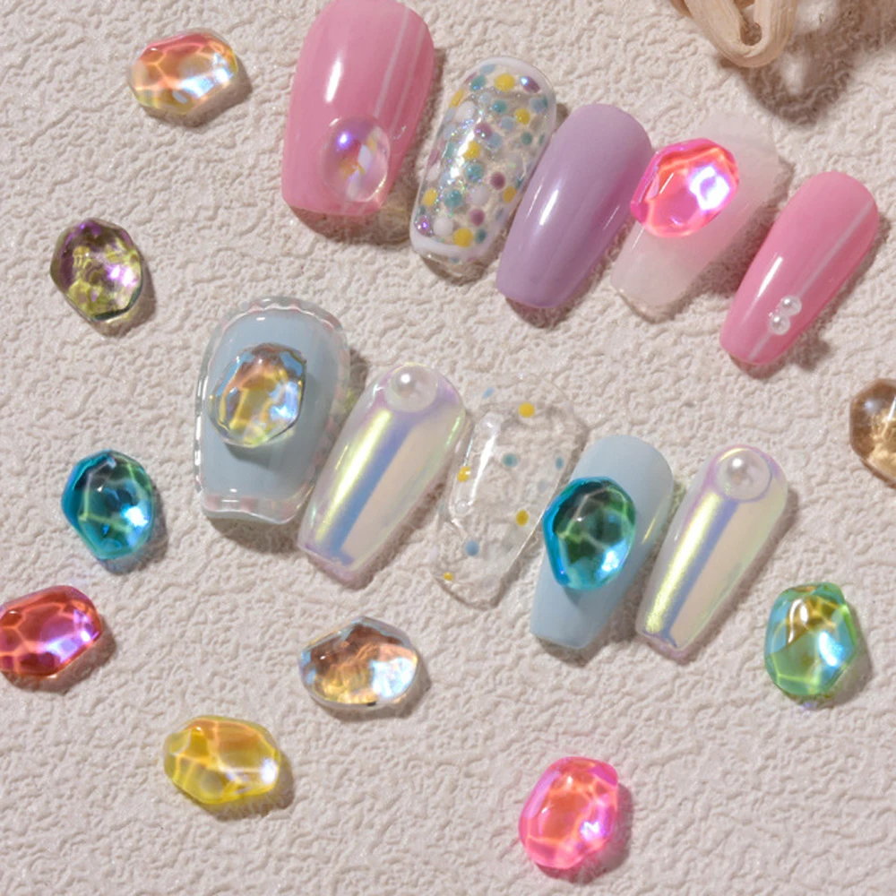 20 pezzi Aurora acqua ondulazione pietra nail art fascino 3D ghiaccio estivo cristallo trasparente strass per unghie accessori per unghie di lusso fai da te