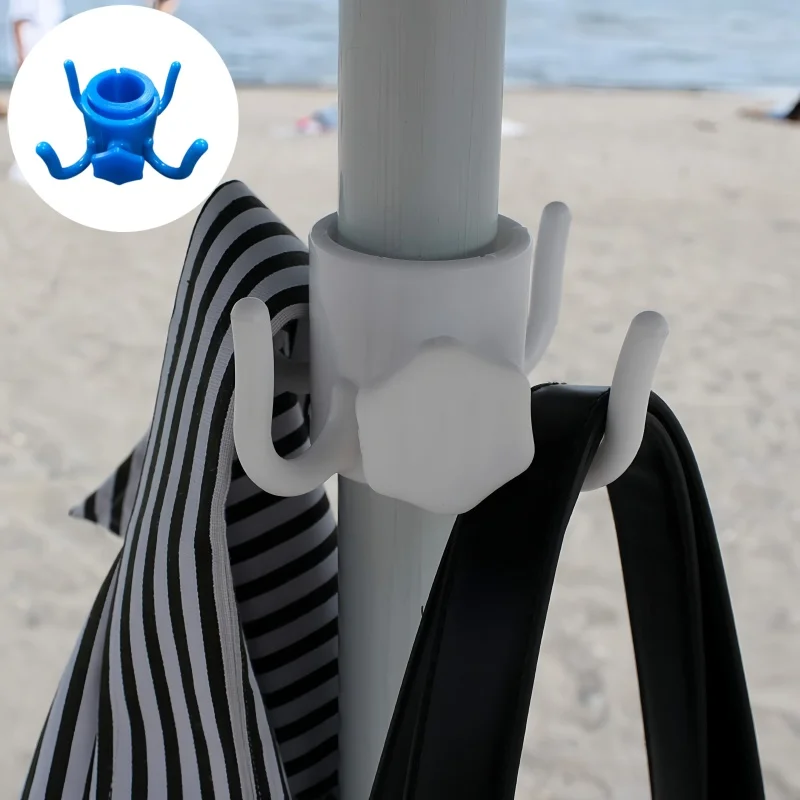 

Outdoor Beach Umbrella Hook 4 Prong Hook for Towels Bags Hats Hanger Plastic Adjustable Umbrella Hanging Hook Camping Supplies