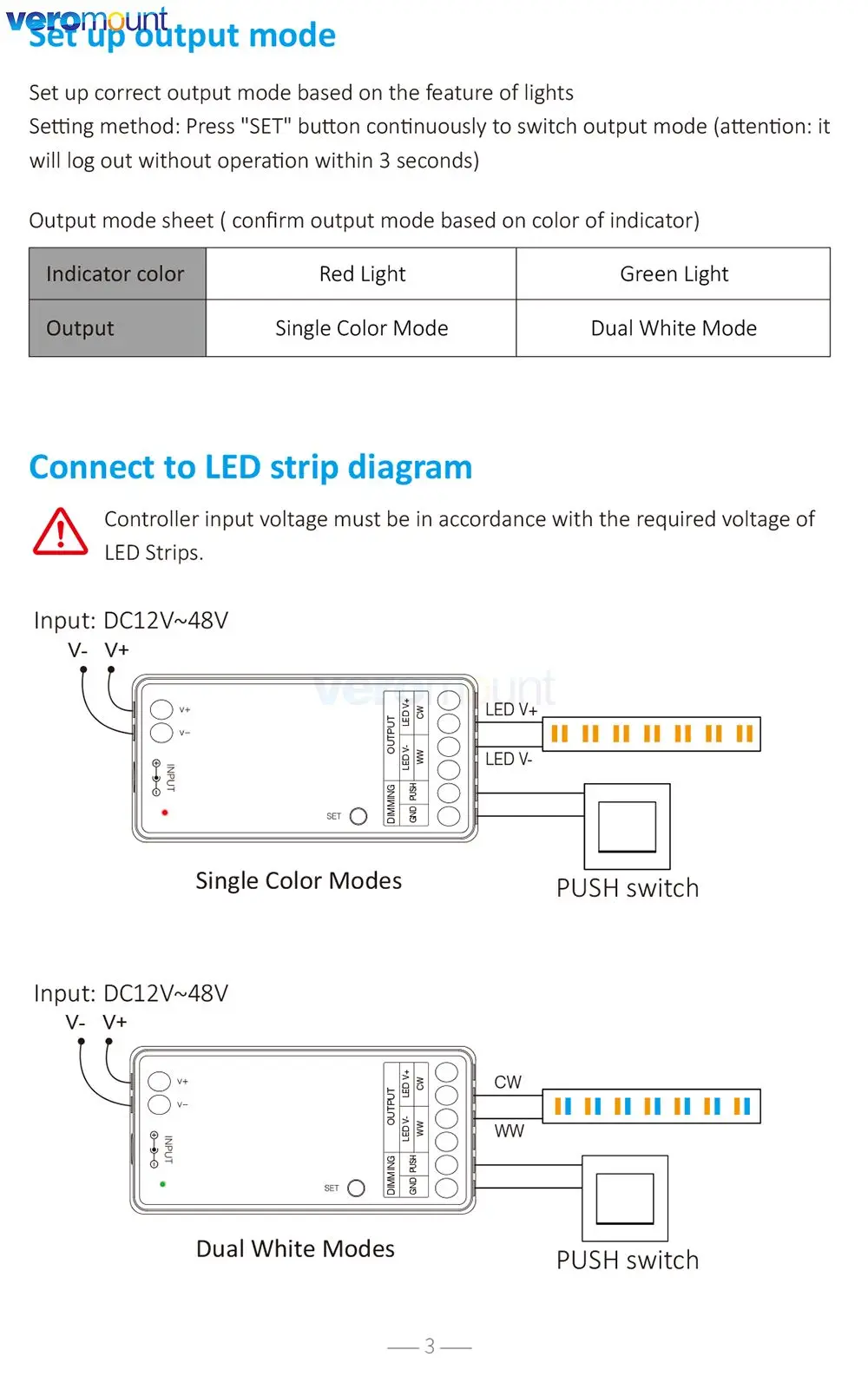 Miboxer LC2-RF DC12-24V 2.4G Single Color Dual White 2 in 1 Dimmer for 2 Wires CCT LED Strips Light Color Temperature Controller
