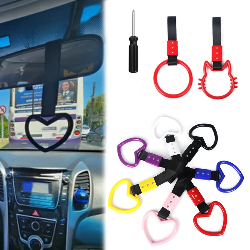 

Plastic JDM Heart-shaped Car Static Belt Decorative Warning Ring Hand-held Ring Rear Bumper Warning Heart-shaped Circle