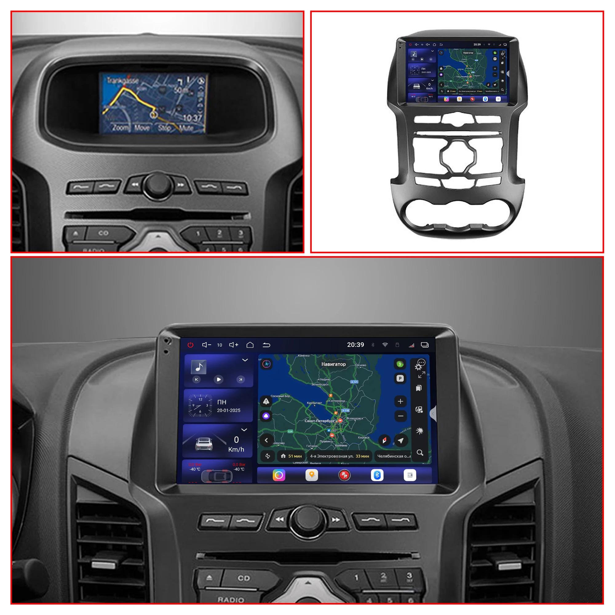 Redpower Crystal Sound 850 Pro Max Android Car Radio Player Screen for Ford Ranger 3 2011 - 2015 CarPlay Bluetooth Hi-Fi
