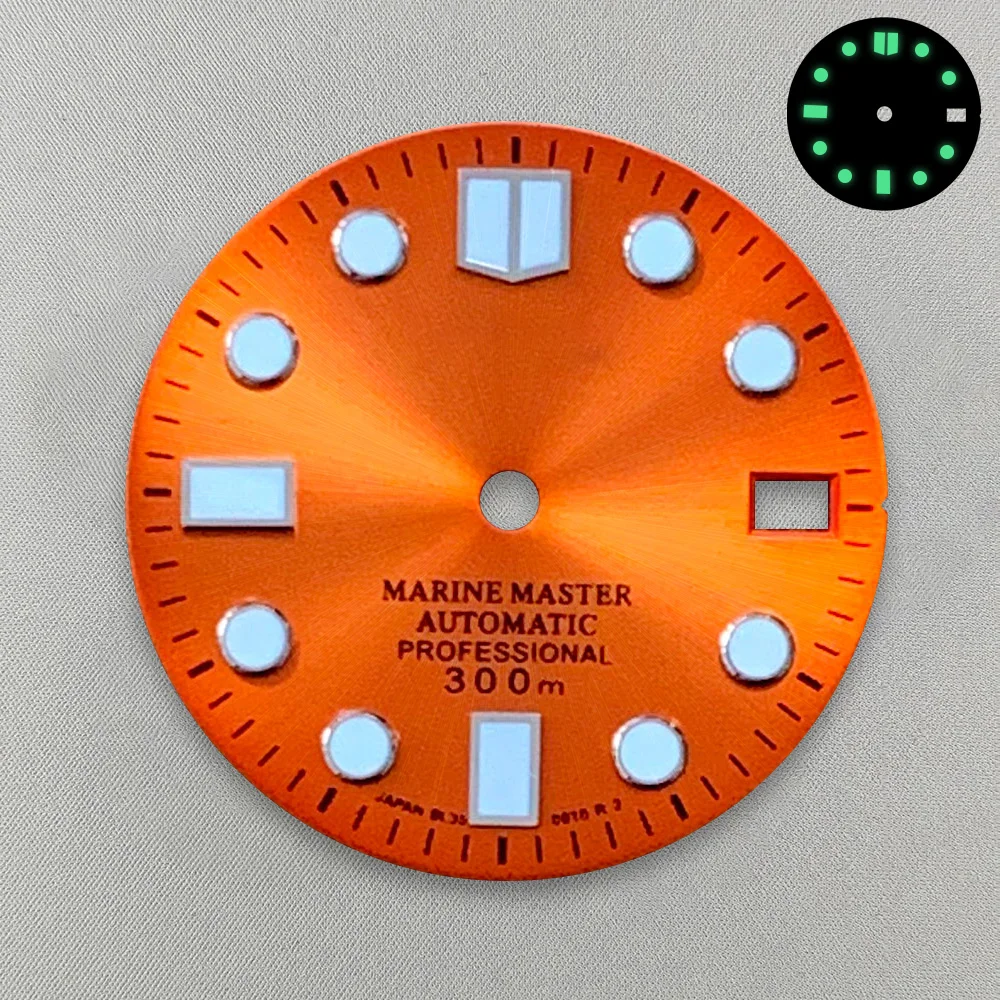 Quadrante smaltato 28.5mm S Logo adatto per NH35/NH36/4R/7S movimento verde luminoso accessori per la modifica dell'orologio