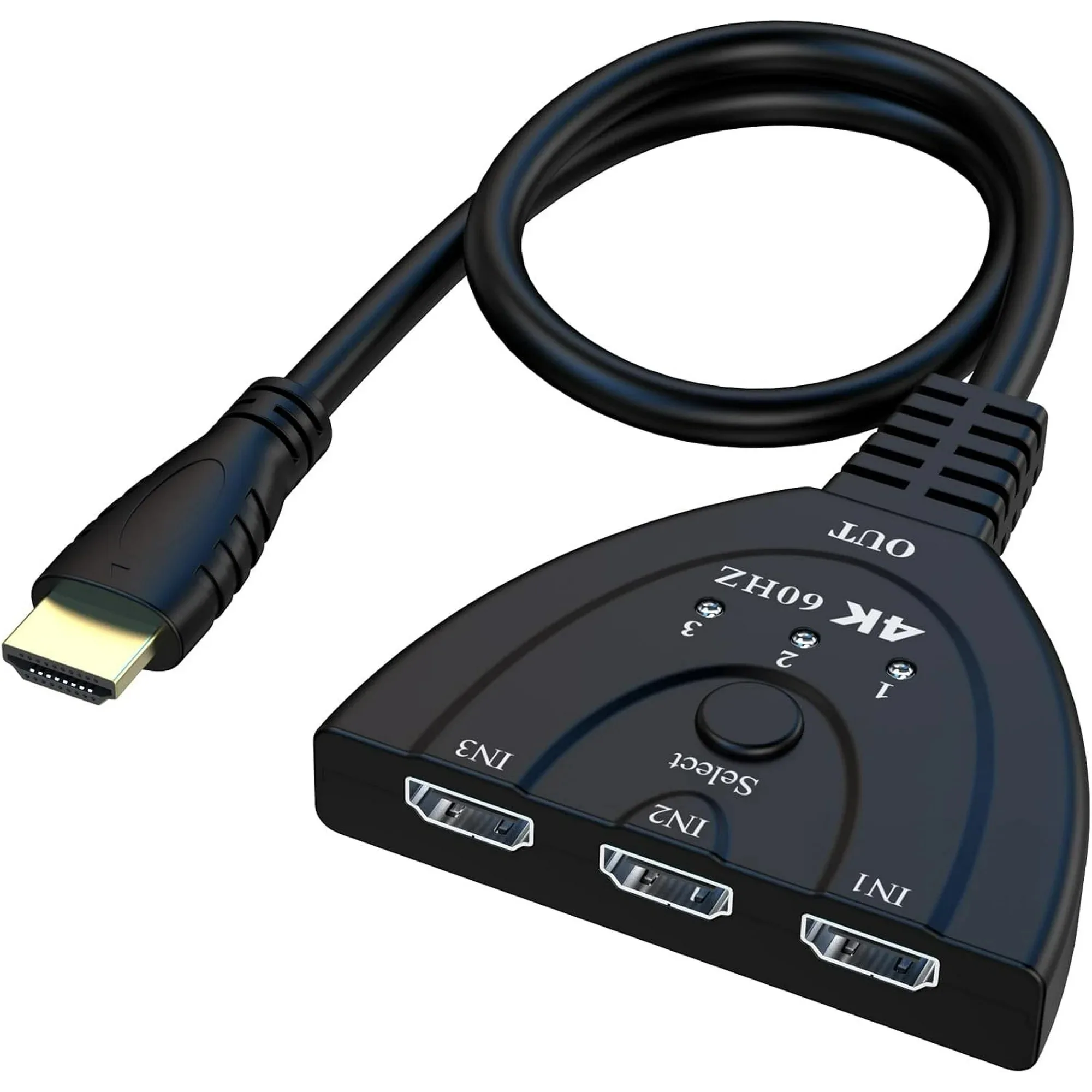 4K@60Hz HDTV Switch 3-in-1 HDTV Switcher KVM Splitter 3 Input 1 Output Port Hub for Xbox, PS5, PC