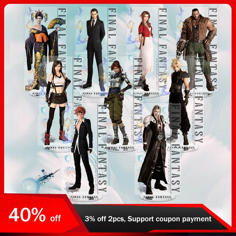 

16cm/20cm FF7 Fantasy Game Peripherals Cloud Strife Tifa Lockhart Acrylic Figure Ornaments Stand Collections Boys Gifts Dolls