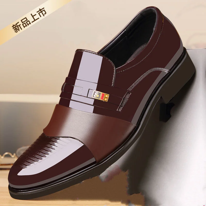 Men Leather Casual Shoes Men Shoes Autumn New Business Formal Men Leather Shoes Casual Cover Foot Heightening Leather Shoes Men