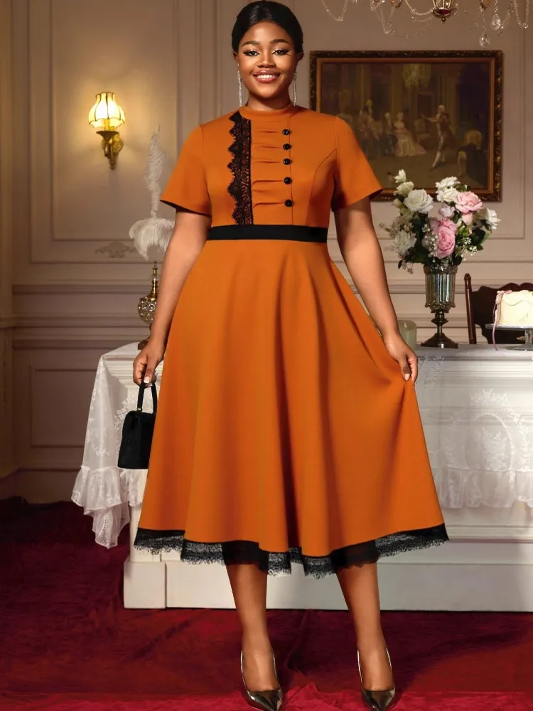 L-4XL Plus Size Clothes Dresses Women Robes 2026 Spring Summer Street Style Casual 3XL 4XL Big Size Midi Dress Oversize