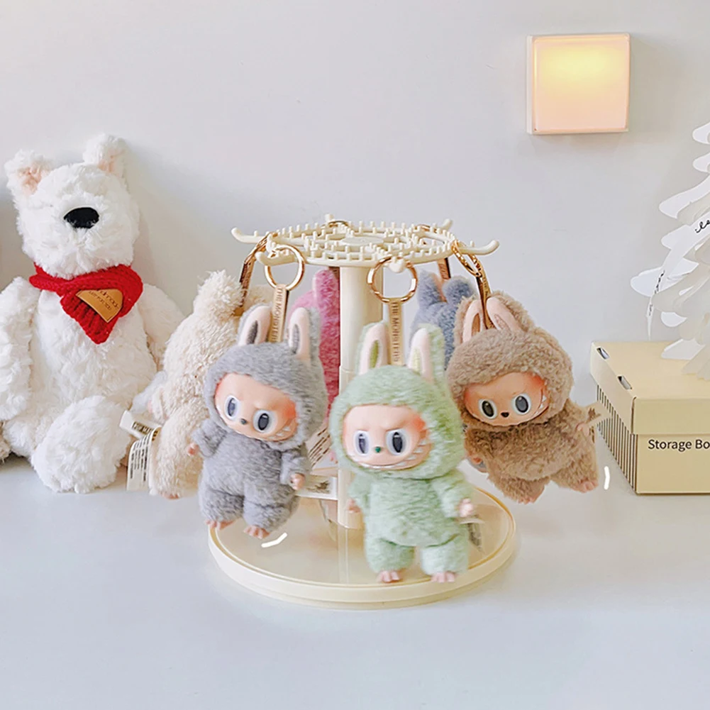 Para labubu pingente caixa de exibição rotativa transparente labubu boneca artesanal caixa cega armazenamento rack exibição decoração em estoque