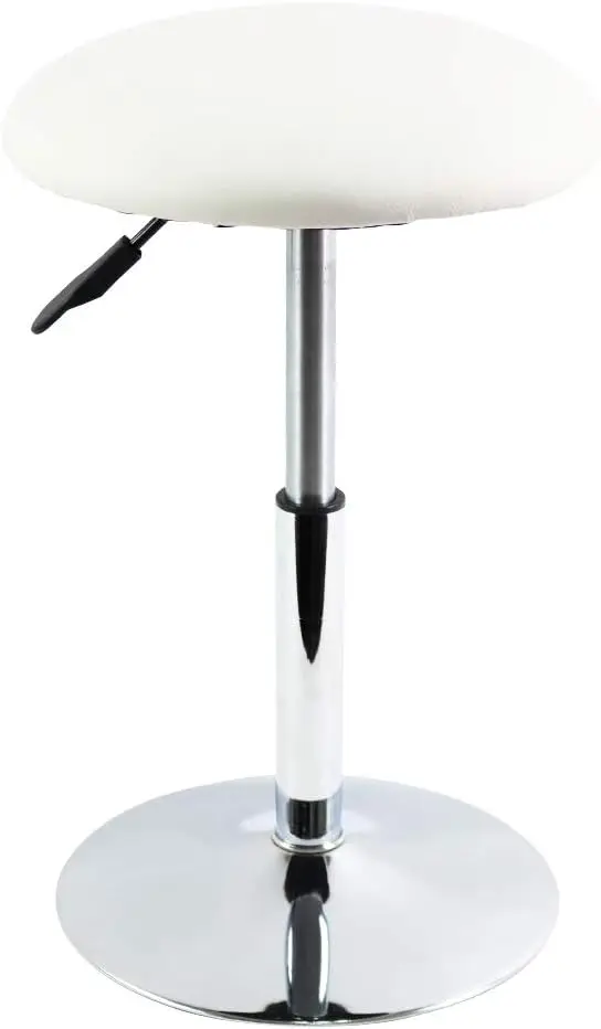 

Adjustable Round Vanity Chair Mini Bar Stool for Salon Spa Small White PU Leather