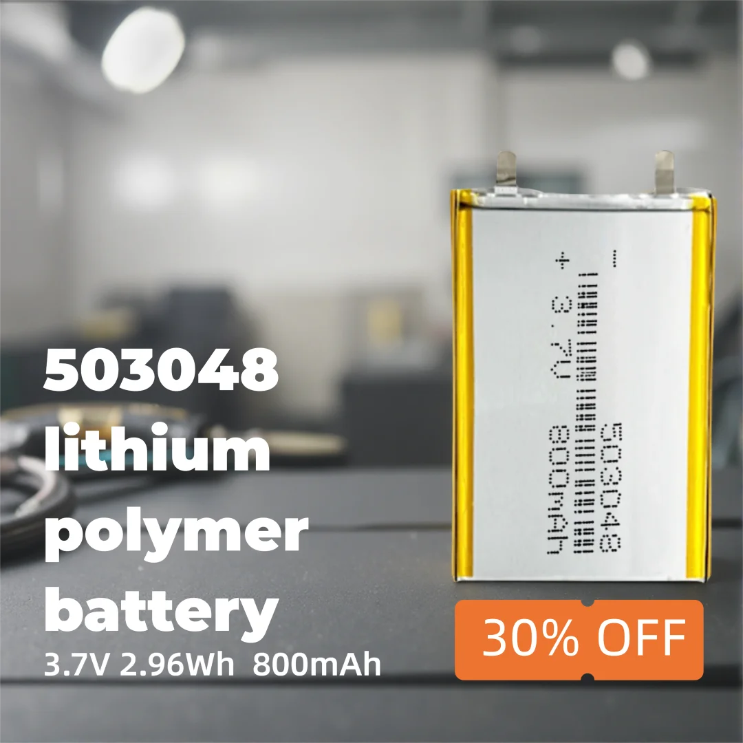 

503048 Li-ion Polymer Battery 800mAh 3.7V Long-Life Rechargeable Cell for Wearables, Portable Gadgets, DIY Electronics