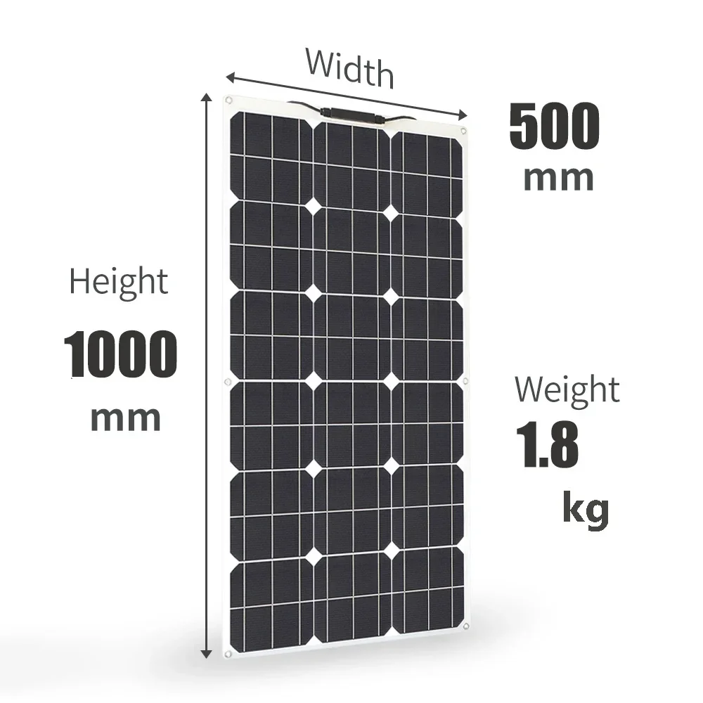 200w Solar Panel Kit Flexible 12v Battery Charger Controller 20A Photovoltaic Panel for Home Balcony Car RV Yacht Waterproof