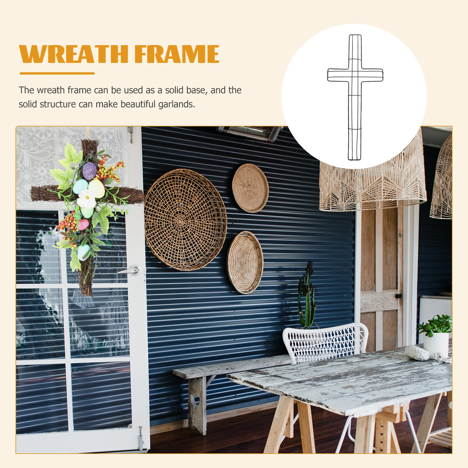 

Black Garland Frame for DIY Flower Wreath Hoops Decorative Christmas Terrace Long Useful Solid Structure Premium