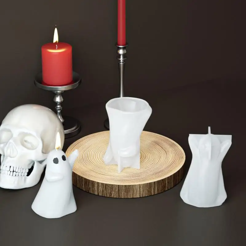 

【Happy-Day】3D Silicone Candle Molds DIY Ghost Crafts Gypsum Crystal Resin Soap Making Mold For Halloween Party Decoration Gifts