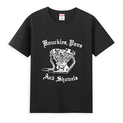 Casual Knuckles e Panheads T-shirt para homens, Harley Chopper Frame, Springer Trans Streetwear, camisa do motor, £, 2024