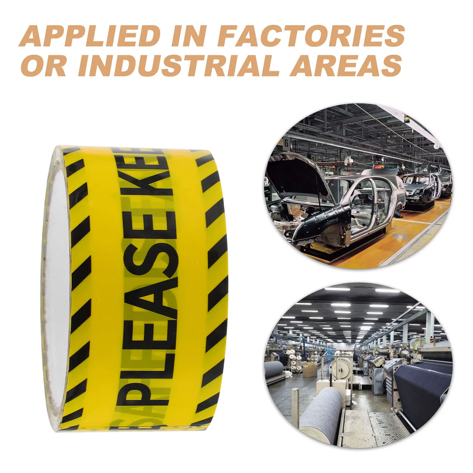 

Caution Tape Warning Stickers Yellow Adhesive Safety Floor Signs Keep Distance Bright for Factory