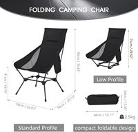 Upgraded Camping Chair, Oversized High Back Low Beach Chair, Lightweight Folding Backpacking Portable Compact Picnic Chair
