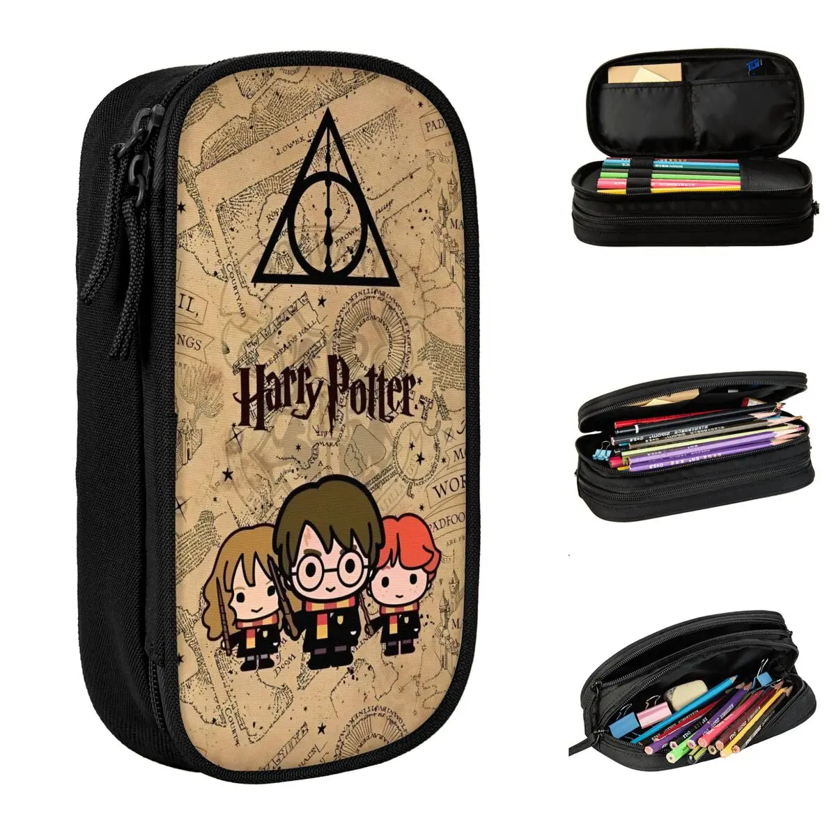 Harrys Potters Magic School Pencil Cases Pen Holder Bags for Student Big Capacity Students School Zipper Pencilcases