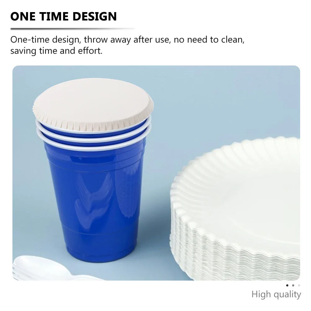 

200pcs Paper Cup Lids Disposable Drinking Covers Stackable Coffee Mug Caps For Hotel Household Tea Milk Jar Covers
