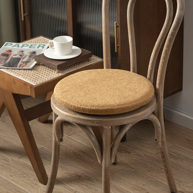 Solid Teddy Velvet Stool Cushions Round Warm Memory Foam Filled Hip Pad Comfortable Detachable 4.5Cm Thick Sedentary Artifact