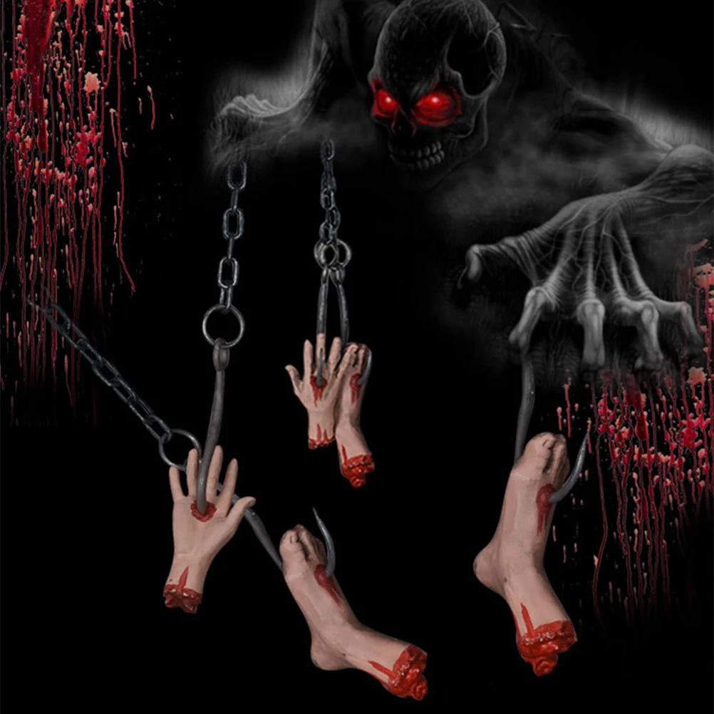 

Chain Hanging Hand Bar Decoration Haunted Halloween Props Decorations Indoor Human Body Parts