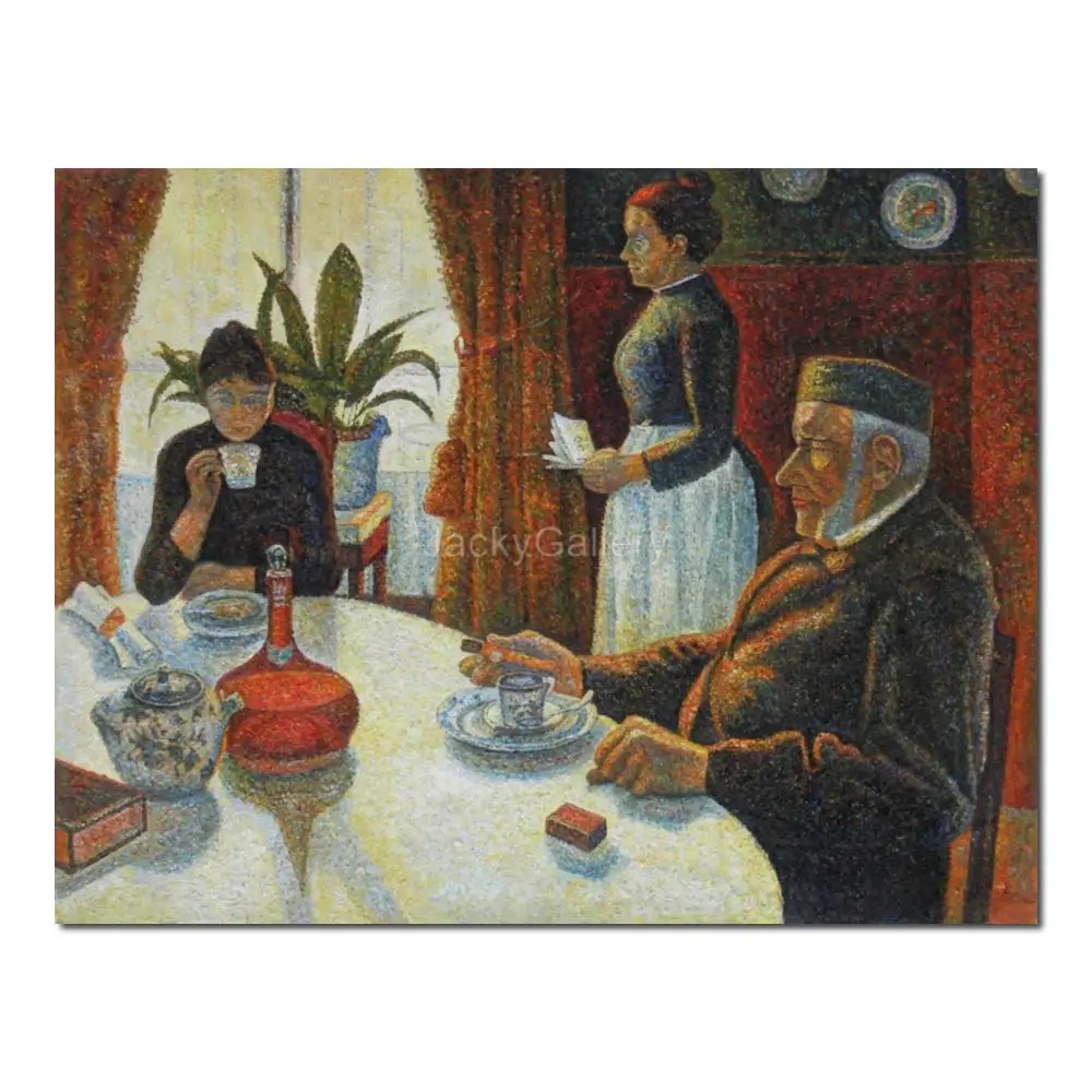 Landscape Dining Room Opus Divisionism Painting in Oils Canvas George Seurat Hand Painted Artwork for Study Display