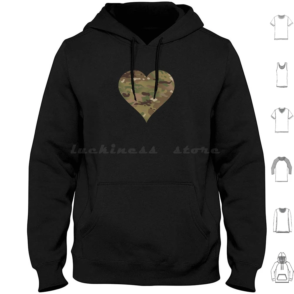 Camouflage Heart Hoodies Long Sleeve Acu Armed Army Cam Camo Camou Camouflage Forces Military Ocp Operational Pattern