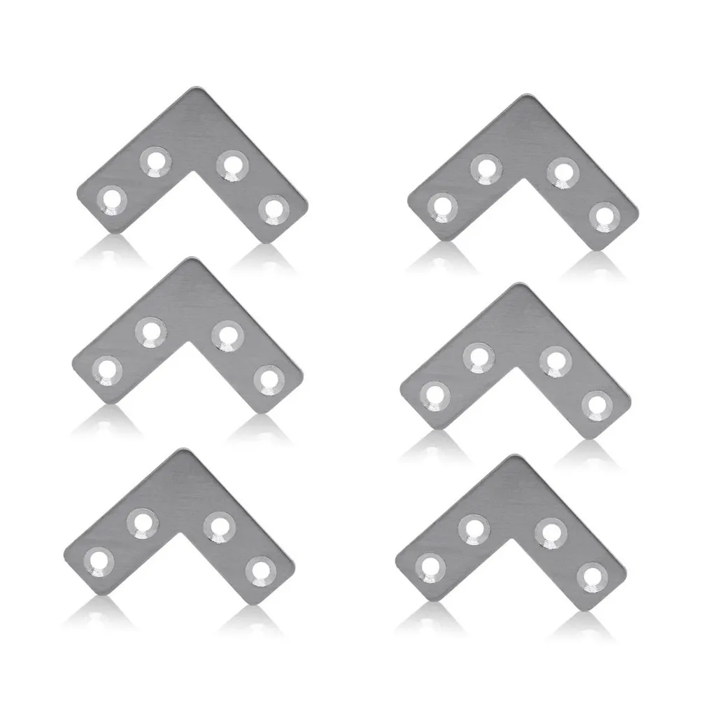 10Pcs Stainless Steel Corner Bracket 40x40mm L Shape Angle Bracket High Strength Fixed Plate for Shelving Mounting Repair Work