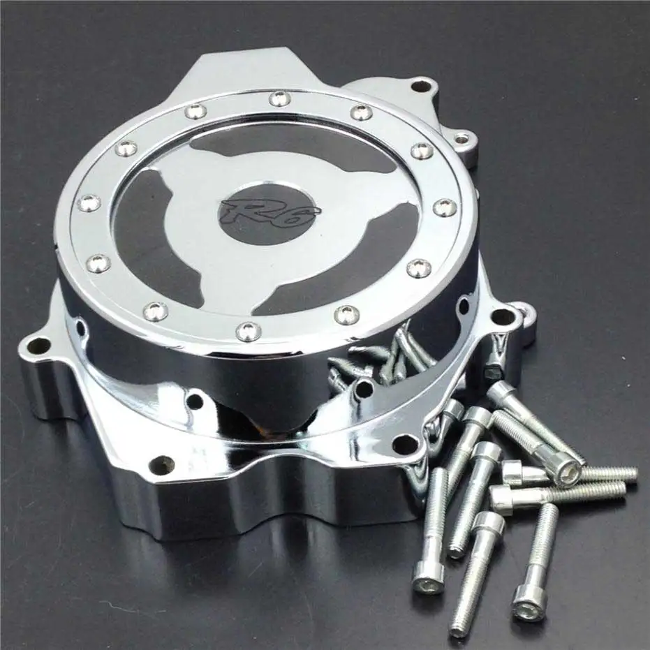 

For 2003-2006 04 05 Yamaha YZF R6 / 2003-2009 YZF R6S See through Engine Stator cover Left side Motorcycle Bike Black / Chrome