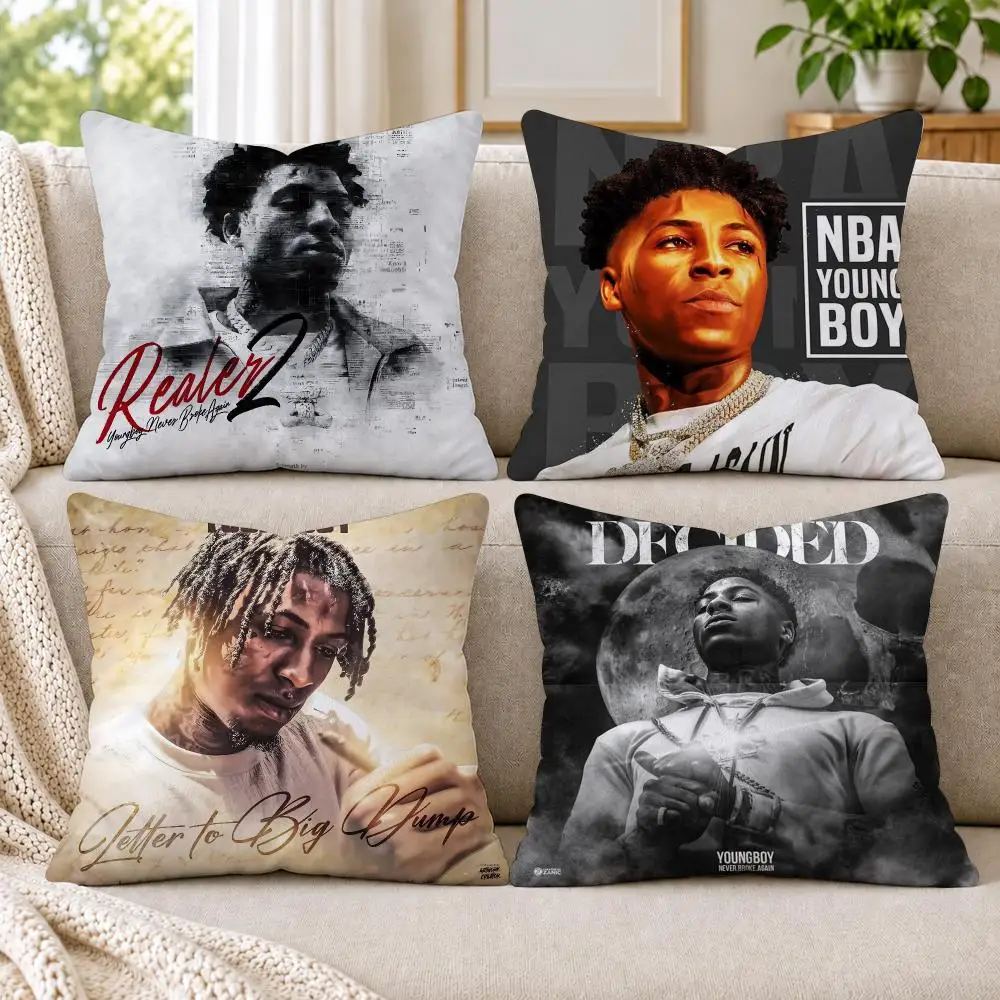 Y-YoungBoy Never Broke Cushion Cover Short Plush Double-Sided Printing Sofa Bedroom Living Room Throw Pillow Cover Home Decor