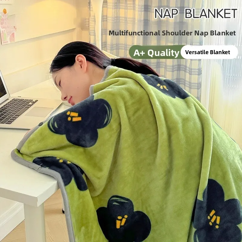 Coralline Velvet Shoulder Wrap Blanket Air Conditioner Sofa Nap Cover Blanket Children's Summer Light Blanket Office Ins Style