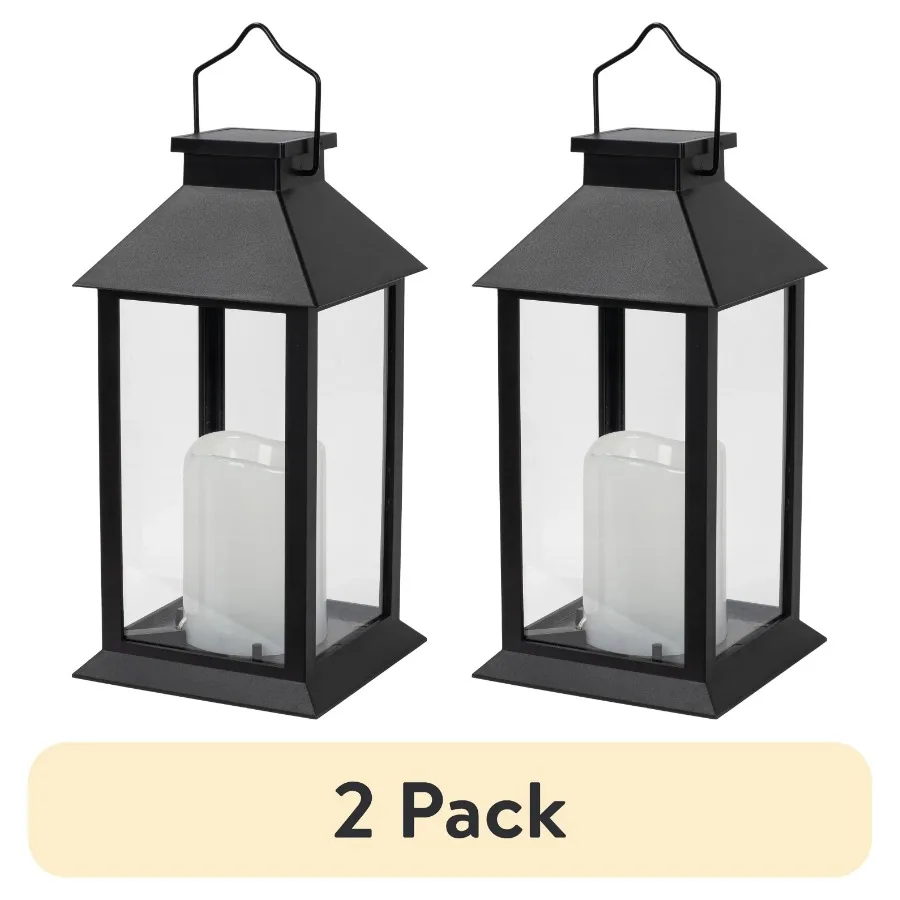 

(2 pack) Solar Lantern Black,Up to 6 hours of solar power when fully charged