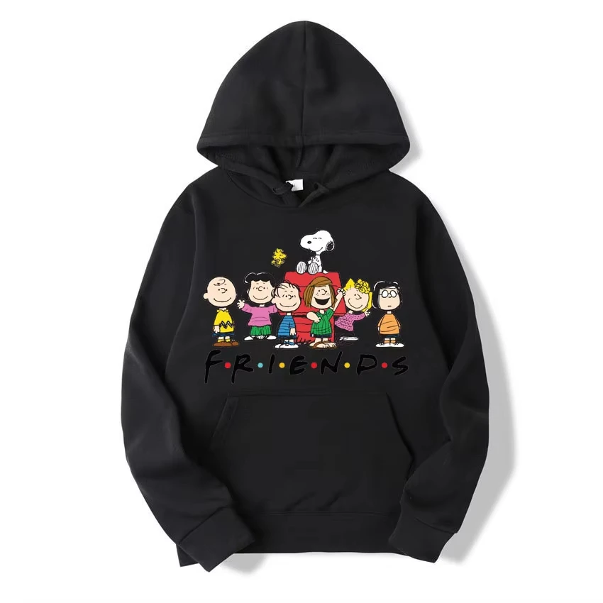 

Snoopy Friends Logo Hoodies Cool Harajuku Casual Streetwear Men Women Tops Outerwears Blouse Hoodies Stylish Amusing Sweatshirts