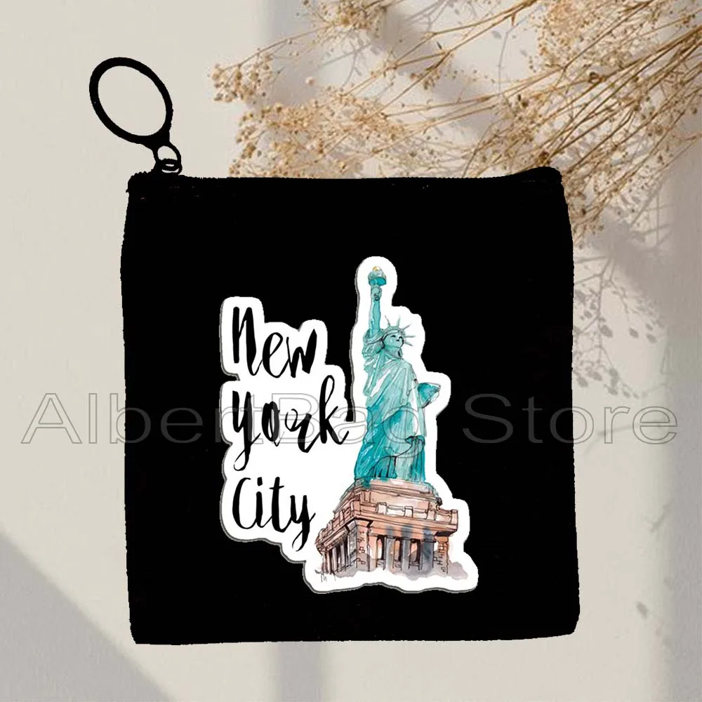 Cute Paris London Milan New York Moscow Rome Los Angeles Tajmahal San Francisco Netherlands Coin Purse Key Case Bag Wallet Pouch