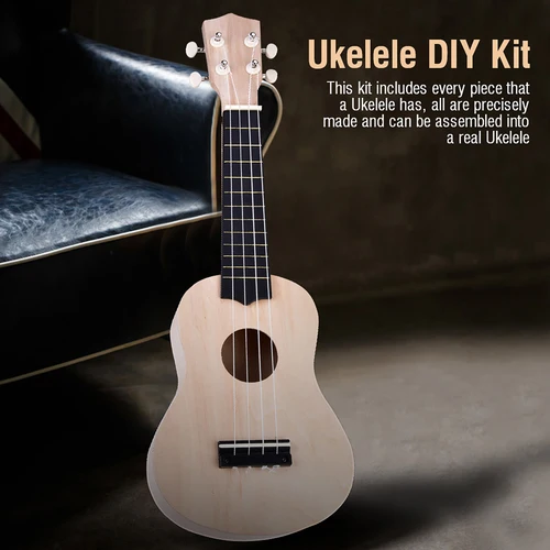 Ukelele de 4 cuerdas de tilo de 21 pulgadas, Kit DIY, accesorio de instrumento, Ukelele de tilo, Ukelele, Kit DIY, accesorio de instrumento Ukelele DIY