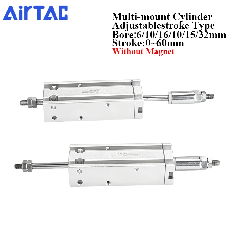 AirTAC MDJ 6 MDJ12 MDJ16 MDJ20 MDJ25 MDJ32mm Bore Adjustable Stroke Type Multi-mount Pneumatic Cylinder For Automation Equipment