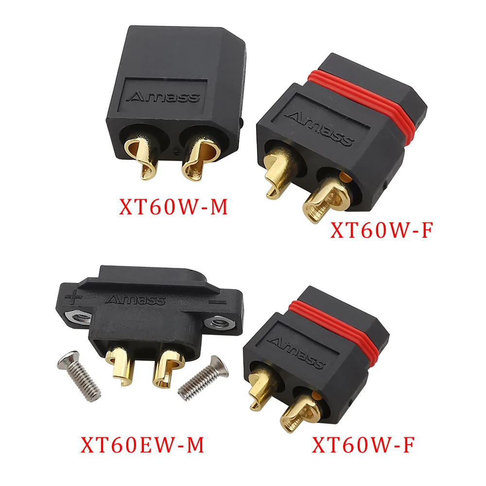 2Pcs XT60 Male Female Battery Connector Gold-Plated XT60EW-M XT60W-M Fixed Plug XT60W-F Jack Connector For RC Parts FPV Drone